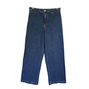 Madewell Emmett Wide-Leg Jeans Dark Indigo High Rise Seam Back Denim Pants 29